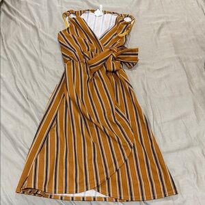 Striped Sleeveless Wrap Dress